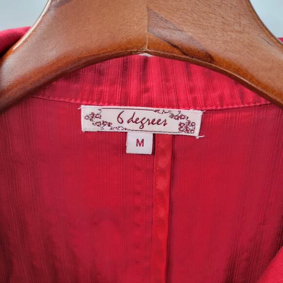 VTG 6 Degrees Y2K Cropped Jacket Juniors M Red Layered Ruffle Back Fitted Button - Picture 2 of 16